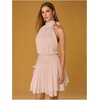 image:imageFloerns Womens Summer Mini Dress Sleeveless Halter Backless Ruched Date Night Layered A Line DressesApricot