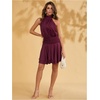 image:imageFloerns Womens Summer Mini Dress Sleeveless Halter Backless Ruched Date Night Layered A Line DressesRed Violet