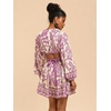 image:imageFloerns Womens Tropical Bishop Sleeve Mini Dress Cut Out Tie Back V Neck Beach A Line DressesLilac Purple