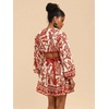 image:imageFloerns Womens Tropical Bishop Sleeve Mini Dress Cut Out Tie Back V Neck Beach A Line DressesRed