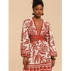 image:imageFloerns Womens Tropical Bishop Sleeve Mini Dress Cut Out Tie Back V Neck Beach A Line DressesRed