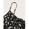 image:imageWomens Plus Size Boho Milkmaid Dress Bow Tie Holiday Flowy Floral Mini DressBlack