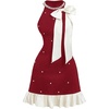 image:imageFloerns Womens Cute Bowknot Halter Dress Pearl Beaded Ruffle Hem Party Mini DressesRed