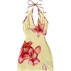 image:imageFloerns Womens Floral Print Tie Backless Halter Dress Bodycon Slit Summer Vacation Mini DressesYellow Floral