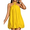 image:imageFloerns Womens Halter Neck Bubble Dress Sleeveless Tie Backless Beach Wedding Guest DressesMustard Yellow