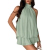 image:imageFloerns Womens Mesh Open Back Halter Dress Sleeveless Ruffle Going Out Mini DressesMint Green