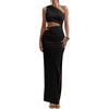 image:imageFloerns Womens One Shoulder Cutout Maxi Party Dress Sleeveless Split Bodycon Wedding Guest Night Out DressesBlack
