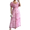 image:imageFloerns Womens Plus Size Floral Maxi Dress Sweetheart Neck A Line Beach Vacation DressesPink