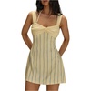 image:imageFloerns Womens Striped Halter Mini Dress Summer Sleeveless Twist Front A Line Going Out DressesYellow