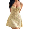 image:imageFloerns Womens Summer Floral Mini Dress Tie Front Backless Beach Vacation Cami DressesYellow
