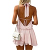 image:imageFloerns Womens Y2k Summer Halter Mini Dress Draped Tie Backless Dress Layered Ruffle Hem Vacation Going Out DressesPink