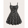 image:imageWomens Plus Size Boho Milkmaid Dress Bow Tie Holiday Flowy Floral Mini DressBlack