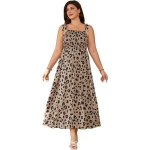 image:imageFloerns Womens Floral Print Tie Strap Square Neck Ruffle Boho Maxi DressCamel