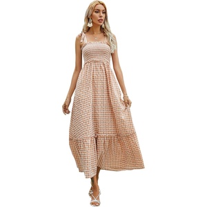 image:imageFloerns Womens Floral Print Tie Strap Square Neck Ruffle Boho Maxi DressOrange