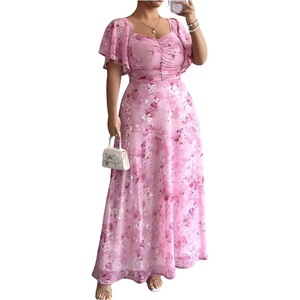 image:imageFloerns Womens Plus Size Floral Maxi Dress Sweetheart Neck A Line Beach Vacation DressesPink