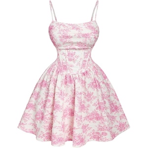 image:imageFloerns Womens Plus Size Floral Short Cami Dress Sleeveless Bodycon A Line Wedding Guest DressesPink Multi