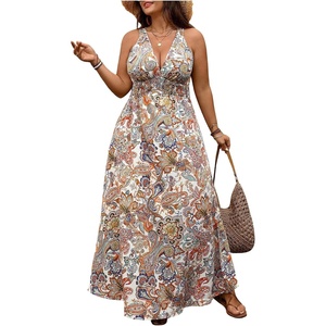 image:imageFloerns Womens Plus Size Striped V Neck Tank Dress Tie Back A Line Vacation Maxi DressesWhite