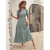 image:imageFloerns Womens Casual Floral Print Crewneck Short Sleeve A Line Boho Maxi DressAgreen Multi2