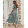image:imageFloerns Womens Casual Floral Print Crewneck Short Sleeve A Line Boho Maxi DressAgreen Multi2