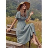 image:imageFloerns Womens Casual Floral Print Crewneck Short Sleeve A Line Boho Maxi DressGreen Multi
