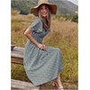 image:imageFloerns Womens Casual Floral Print Crewneck Short Sleeve A Line Boho Maxi DressGreen Multi