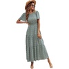 image:imageFloerns Womens Casual Floral Print Crewneck Short Sleeve A Line Boho Maxi DressAgreen Multi2