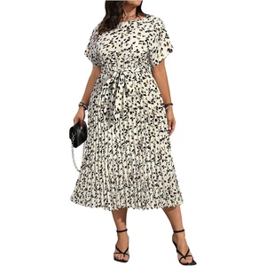 image:imageFloerns Womens Plus Size Summer Midi Dress Dolman Sleeve Pleated Work A Line DressesApricot