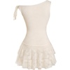 image:imageFloerns Womens Mini Dress Off The Shoulder Metal Floral Sleeveless Layered Hem Going Out DressesWhite
