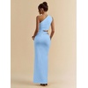 image:imageFloerns Womens One Shoulder Cutout Maxi Party Dress Sleeveless Split Bodycon Wedding Guest Night Out DressesLake Blue