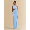 image:imageFloerns Womens One Shoulder Cutout Maxi Party Dress Sleeveless Split Bodycon Wedding Guest Night Out DressesLake Blue