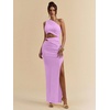 image:imageFloerns Womens One Shoulder Cutout Maxi Party Dress Sleeveless Split Bodycon Wedding Guest Night Out DressesLilac Purple