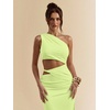 image:imageFloerns Womens One Shoulder Cutout Maxi Party Dress Sleeveless Split Bodycon Wedding Guest Night Out DressesSaga Green