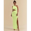 image:imageFloerns Womens One Shoulder Cutout Maxi Party Dress Sleeveless Split Bodycon Wedding Guest Night Out DressesSaga Green