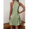 image:imageFloerns Womens Pearl Beaded Halter Twist Sleeveless Tie Back Dress A Line DressGreen