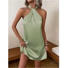 image:imageFloerns Womens Pearl Beaded Halter Twist Sleeveless Tie Back Dress A Line DressGreen