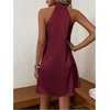 image:imageFloerns Womens Pearl Beaded Halter Twist Sleeveless Tie Back Dress A Line DressMaroon