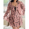 image:imageFloerns Womens Plus Size Floral Gothic Dress Flare Long Sleeve Mesh Grunge A Line DressPink