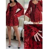 image:imageFloerns Womens Plus Size Floral Gothic Dress Flare Long Sleeve Mesh Grunge A Line DressRed