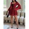 image:imageFloerns Womens Plus Size Floral Gothic Dress Flare Long Sleeve Mesh Grunge A Line DressRed