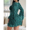 image:imageFloerns Womens Plus Size Floral Gothic Dress Flare Long Sleeve Mesh Grunge A Line DressTeal Green