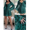 image:imageFloerns Womens Plus Size Floral Gothic Dress Flare Long Sleeve Mesh Grunge A Line DressTeal Green