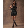 image:imageFloerns Womens Polka Dots Off The Shoulder Mini Dress Ruched Sleeveless Tiered Ruffle Party DressesBlack