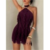 image:imageFloerns Womens Ruffle Trim Halter Dress Sleeveless Date Night Party Mini DressesPurple