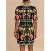image:imageFloerns Womens Tropical Puff Sleeve Mini Dress V Neck Beach Vacation A Line DressesDark Black