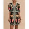 image:imageFloerns Womens Tropical Puff Sleeve Mini Dress V Neck Beach Vacation A Line DressesDark Black