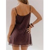 image:imageFloerns Womens Zebra Striped Cami Dresses Spaghetti Strap Ruffle Trim Going Out Mini DressBrown Polka Dots