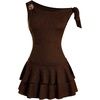 image:imageFloerns Womens Mini Dress Off The Shoulder Metal Floral Sleeveless Layered Hem Going Out DressesRust Brown