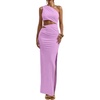 image:imageFloerns Womens One Shoulder Cutout Maxi Party Dress Sleeveless Split Bodycon Wedding Guest Night Out DressesLilac Purple