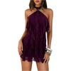 image:imageFloerns Womens Ruffle Trim Halter Dress Sleeveless Date Night Party Mini DressesPurple