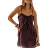 image:imageFloerns Womens Zebra Striped Cami Dresses Spaghetti Strap Ruffle Trim Going Out Mini DressBrown Polka Dots